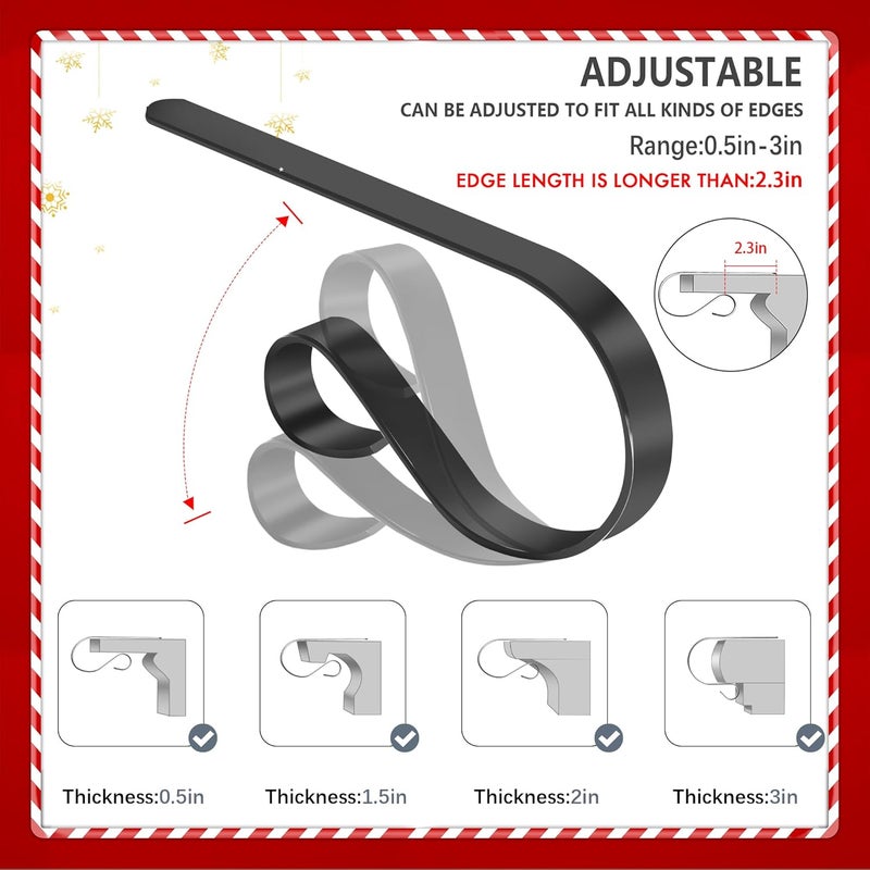 Doitory Christmas Stocking Holder Hanger,4 Pack Adjustable Stocking Holders for Mantle and Fireplace Metal Decoration for Xmas Holiday Party - Image 3